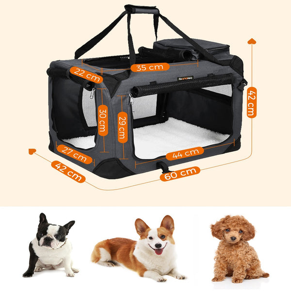 FEANDREA Dog Kennel Transport Box Folding Fabric Pet Carrier 60cm Grey Tristar Online