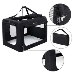 FEANDREA Dog Kennel Transport Box Folding Fabric Pet Carrier 60cm Black Tristar Online