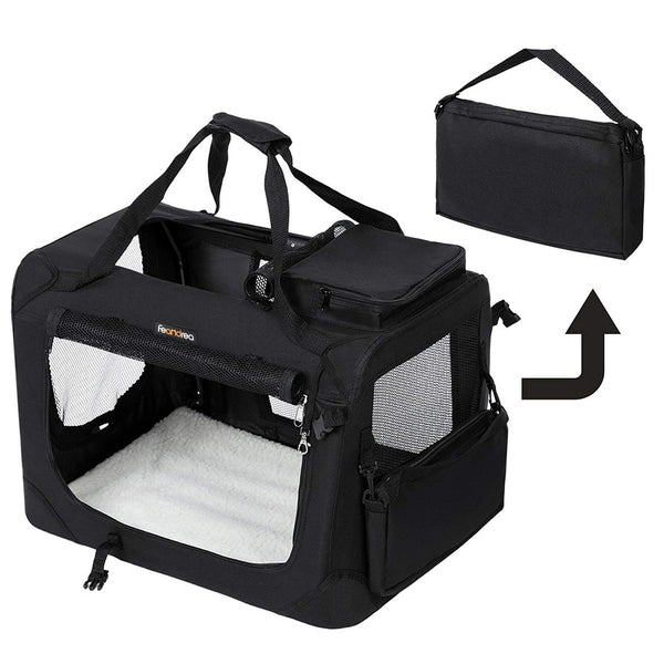 FEANDREA Dog Kennel Transport Box Folding Fabric Pet Carrier 60cm Black Tristar Online