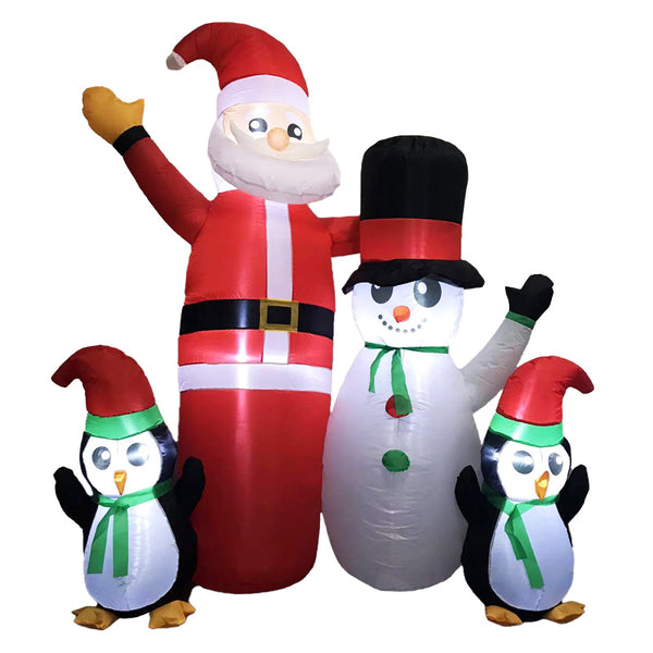 Festiss 1.8m Santa Snowman and Penguin Greeting Christmas Inflatable with LED FS-INF-14 Tristar Online