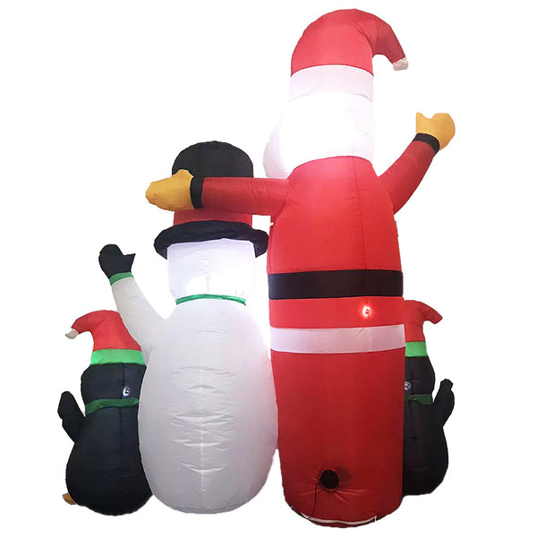 Festiss 1.8m Santa Snowman and Penguin Greeting Christmas Inflatable with LED FS-INF-14 Tristar Online