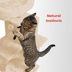 Floofi 118cm Plush Cat Condo Cat Tree Beige FI-CT-171-ZZ Tristar Online