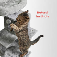 Floofi 118cm Plush Cat Condo Cat Tree Light Grey FI-CT-169-ZZ Tristar Online