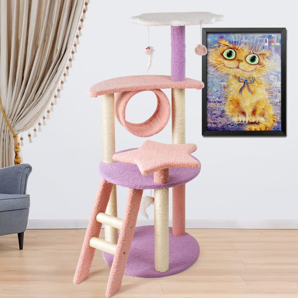 Floofi 101cm Galaxy Plush Cat Condo Cat Tree Pink Purple Tristar Online