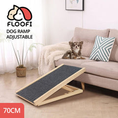 Floofi Natural Wood Grain Wooden Adjustable Height Pet Ramp Dog Sofa Stairs Tristar Online