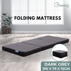 GOMINIMO 3 Fold Folding Mattress Single Dark Grey GO-FM-100-EON Tristar Online