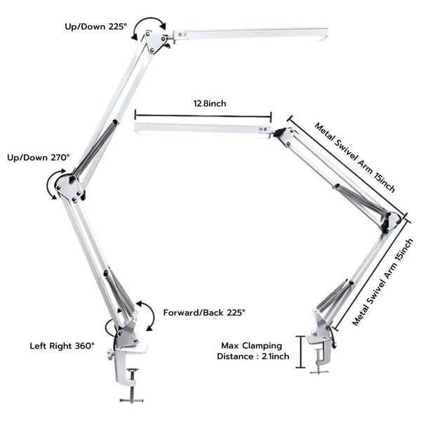 GOMINIMO LED Swing Arm Desk Lamp with Clamp (White) GO-SDL-101-PR Tristar Online