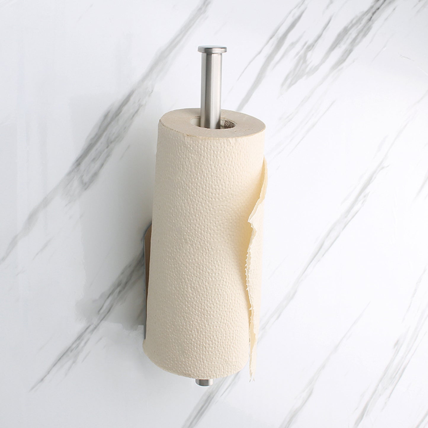 GOMINIMO Self Adhesive or Drilling Paper Towel Holder Wall Mount (Silver) GO-PTH-100-TN Tristar Online
