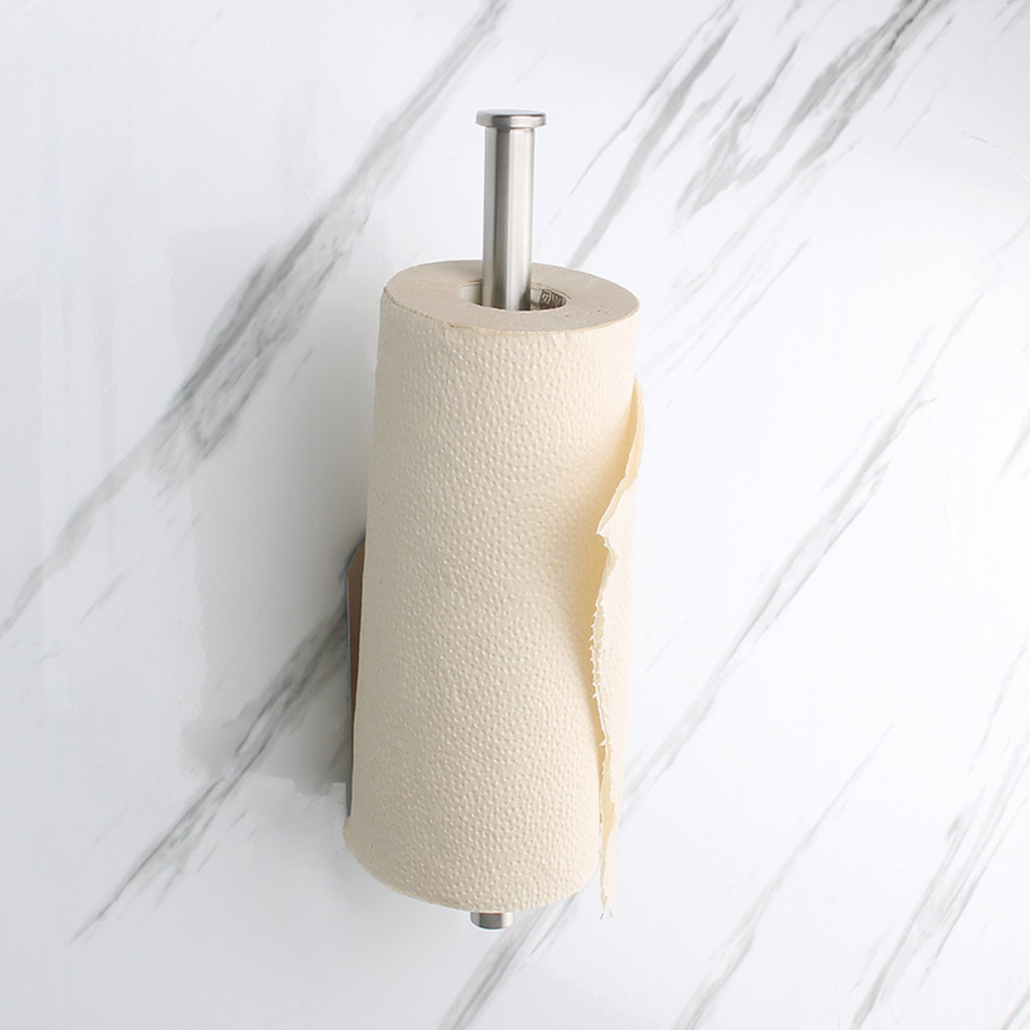 GOMINIMO Self Adhesive or Drilling Paper Towel Holder Wall Mount (Silver) GO-PTH-100-TN Tristar Online