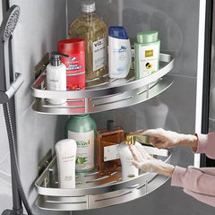 GOMINIMO 2-Pack Corner Shower Caddy with Adhesive and Hooks (Silver) GO-CSS-102-LX Tristar Online