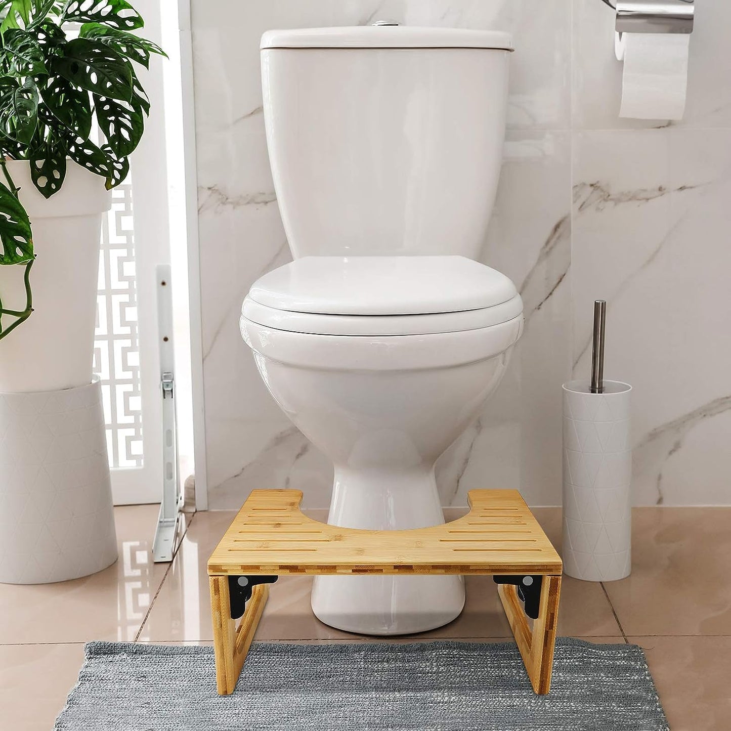 GOMINIMO Foldable Bamboo Toilet Step Stool with Non-Slip Base Tristar Online