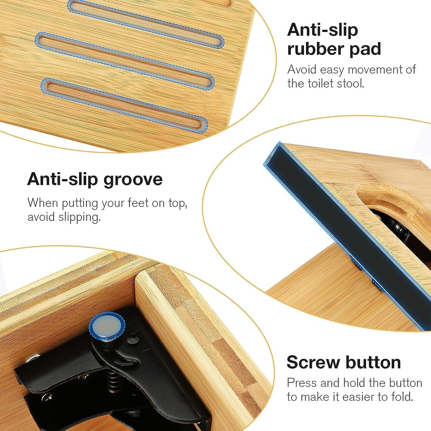 GOMINIMO Foldable Bamboo Toilet Step Stool with Non-Slip Base Tristar Online