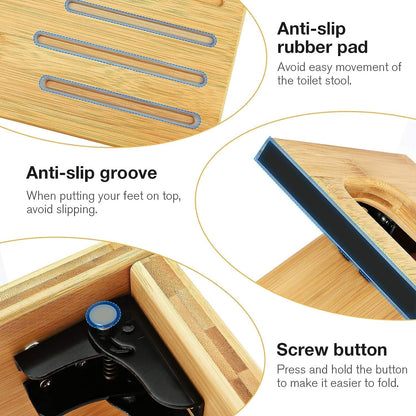 GOMINIMO Foldable Bamboo Toilet Step Stool with Non-Slip Base Tristar Online