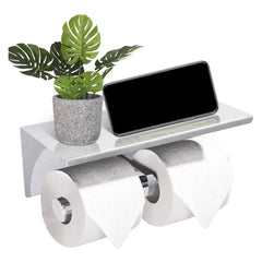 GOMINIMO 304 Stainless Steel Double Toilet Paper Roll Holder with Phone Shelf (Silver) GO-TPRH-101-FQJ Tristar Online