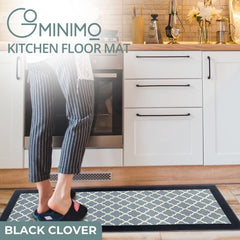 GOMINIMO 2 PCS Washable Non Slip Absorbent Kitchen Floor Mat (44x80+44x120cm, Black Lucky Clover) GO-KRM-101-QC Tristar Online