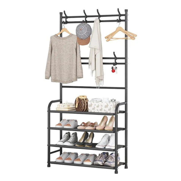 GOMINIMO Clothes Rack with Shoe Rack Shelves (Black) GO-CSR-100-PR Tristar Online