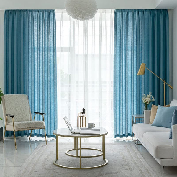 GOMINIMO Natural Linen Blended Curtains (Set of 2, W132cm x D274cm, Dark Blue) GO-CNB-110-MM Tristar Online