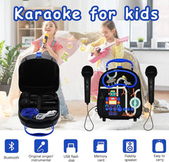 GOMINIMO Kids Portable Karaoke with Two Microphones (Rectangle, Black Robot) GO-KMM-104-HXDW Tristar Online