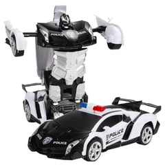 GOMINIMO Transform Car Robot Police Car with Remote Control (White Black) GO-TCR-102-FM Tristar Online