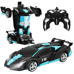 GOMINIMO Transform Car Robot Sport Car with Remote Control (Black Cyan) GO-TCR-103-FM Tristar Online