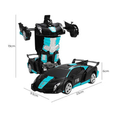 GOMINIMO Transform Car Robot Sport Car with Remote Control (Black Cyan) GO-TCR-103-FM Tristar Online