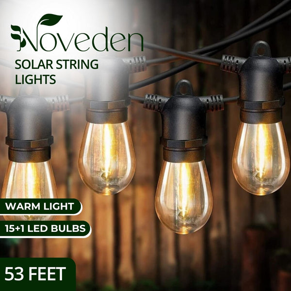 NOVEDEN 53FT 15+1 Bulbs LED Outdoor String Lights Garden Party Decoration Tristar Online