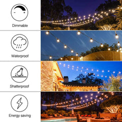 NOVEDEN 53FT 15+1 Bulbs LED Outdoor String Lights Garden Party Decoration Tristar Online