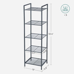 SONGMICS Bathroom Shelf 5-Tier Storage Rack with Adjustable Shelf Black BSC35BK Tristar Online