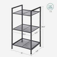 SONGMICS Bathroom Shelf 3-Tier Storage Rack with Adjustable Shelf Black BSC33BK Tristar Online