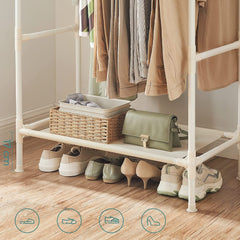 SONGMICS Metal Coat Rack with 2 Clothes Rails and Shelf RDR01WT Tristar Online