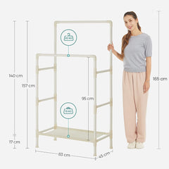 SONGMICS Metal Coat Rack with 2 Clothes Rails and Shelf RDR01WT Tristar Online