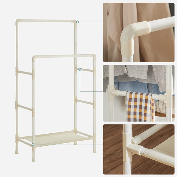 SONGMICS Metal Coat Rack with 2 Clothes Rails and Shelf RDR01WT Tristar Online