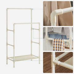 SONGMICS Metal Coat Rack with 2 Clothes Rails and Shelf RDR01WT Tristar Online