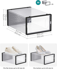 SONGMICS 18 Pack Foldable Stackable Shoe Boxes Max AU Size 11 Black Transparent Tristar Online