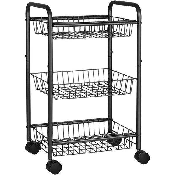 SONGMICS 3-Tier Metal Rolling Cart on Wheels with Removable Shelves Black BSC03BK Tristar Online