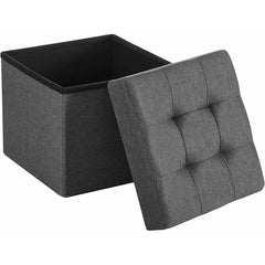 SONGMICS 38cm Folding Storage Ottoman Bench Foot Rest Stool Dark Gray Tristar Online