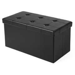SONGMICS 76cm Folding Storage Ottoman Bench Footrest Black Tristar Online
