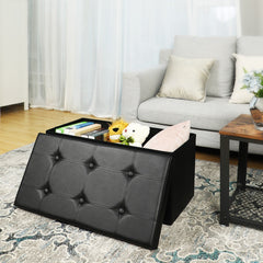 SONGMICS 76cm Folding Storage Ottoman Bench Footrest Black Tristar Online