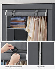SONGMICS Portable Clothes Storage with 6 Shelves and 1 Clothes Hanging Rail Grey Tristar Online
