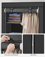 SONGMICS Portable Clothes Storage with 6 Shelves and 1 Clothes Hanging Rail Black Tristar Online