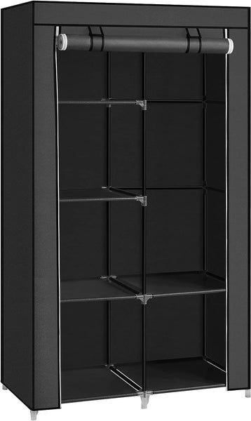 SONGMICS Portable Clothes Storage with 6 Shelves and 1 Clothes Hanging Rail Black Tristar Online