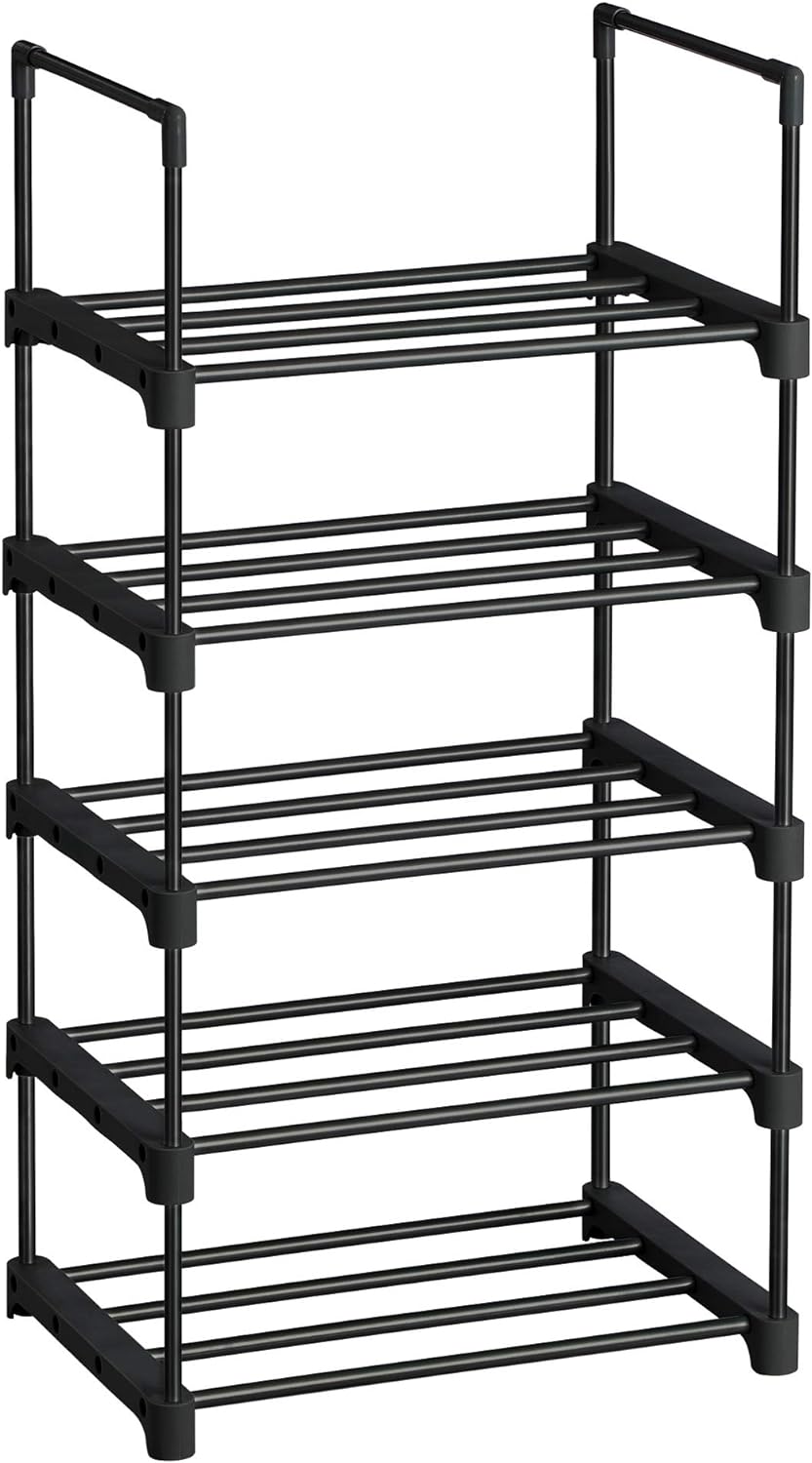 SONGMICS 5 Tier Metal Shoe Rack for 10 Pairs of Shoes Black Tristar Online
