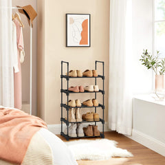 SONGMICS 5 Tier Metal Shoe Rack for 10 Pairs of Shoes Black Tristar Online