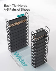 SONGMICS 10 Tier Metal Shoe Rack for 50 Pairs Non-Woven Fabric Shelves Black Tristar Online