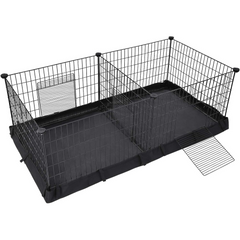 SONGMICS 3 Doors Pet Playpen with Divider Panel and Floor Mat Black Tristar Online