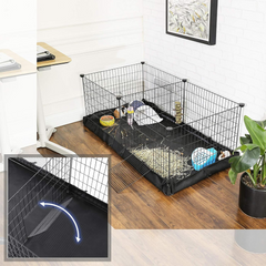 SONGMICS 3 Doors Pet Playpen with Divider Panel and Floor Mat Black Tristar Online