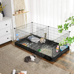 SONGMICS 3 Doors Pet Playpen with Divider Panel and Floor Mat Black Tristar Online