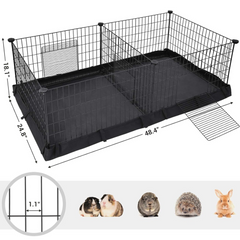 SONGMICS 3 Doors Pet Playpen with Divider Panel and Floor Mat Black Tristar Online