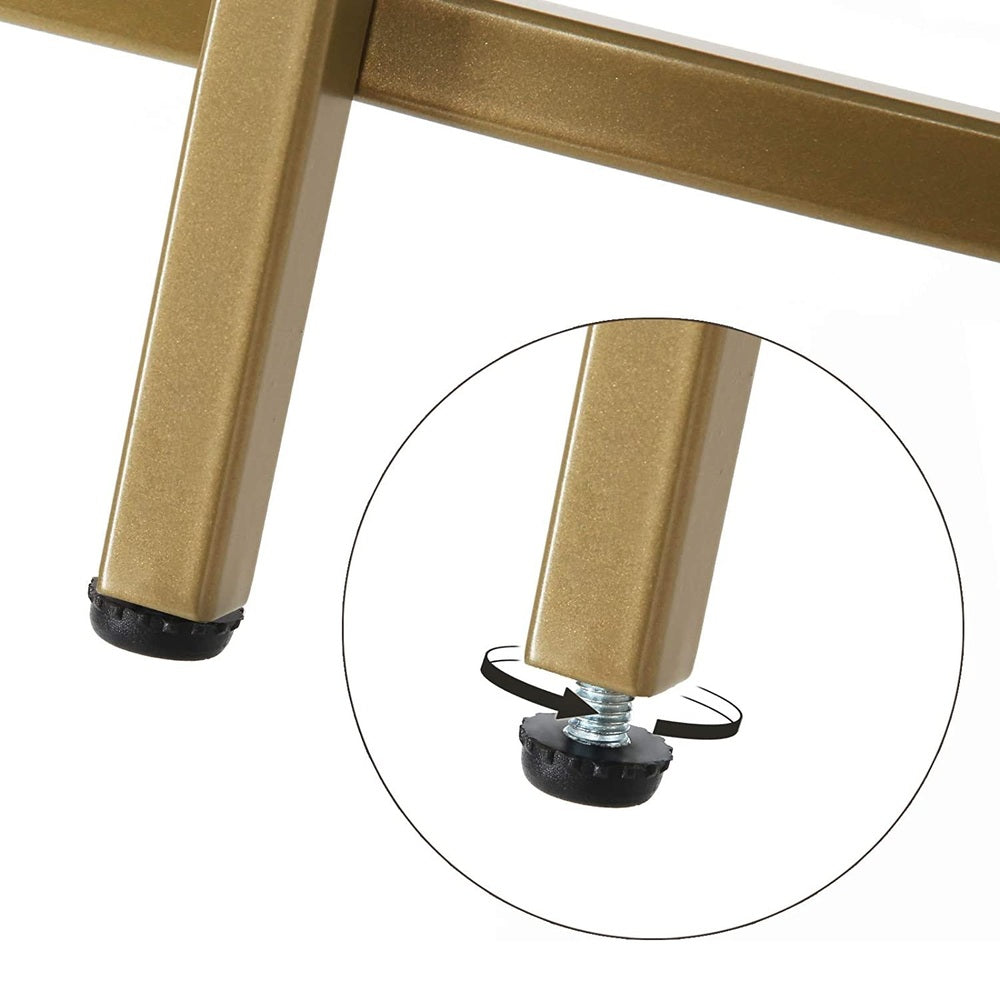 VASAGLE Round Coffee Table Glass Table with Steel Frame Gold LGT21G Tristar Online