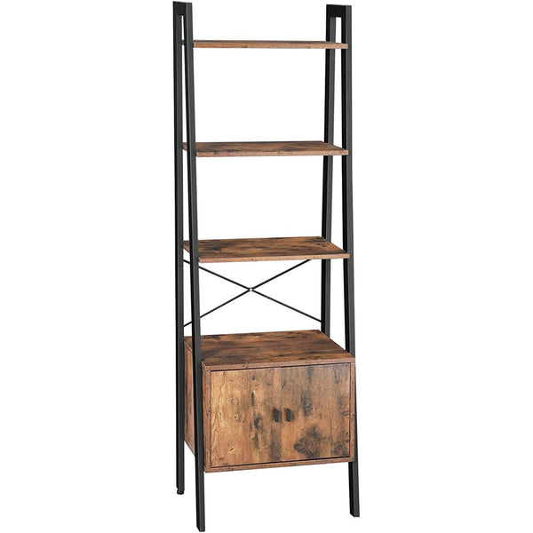 VASAGLE Ladder Bookshelf with Cupboard Rustic Brown LLS47BX Tristar Online